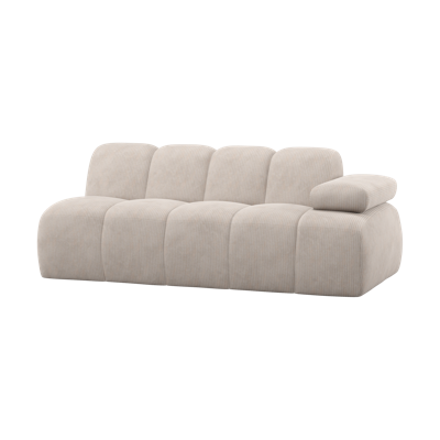 Woood Mojo 2-zits bank arm rechts ribstof Ecru