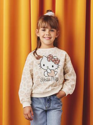 HELLO KITTY® sweater met luipaardprint voor meisjes ecru