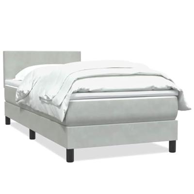 Boxspring met matras fluweel lichtgrijs 90x220 cm