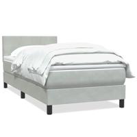 Boxspring met matras fluweel lichtgrijs 90x220 cm - thumbnail