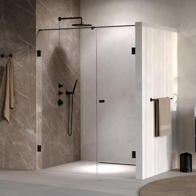 BRAUER Void Carving Nisdeur - 2-delig - 150x200cm - 70cm draaideur aan muur - glascoating - omkeerbaar - helder glas - mat zwart GS-VOCN2H7080200MZ