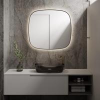 Spiegel Martens & Meijer Peru 120x120 Cm Met Indirecte Verlichting Rondom En Spiegelverwarming Mat Zwart - thumbnail