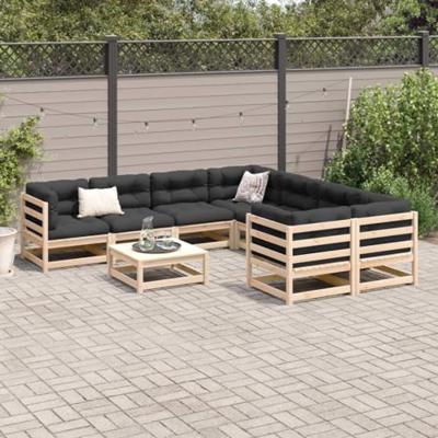9-delige Loungeset massief grenenhout