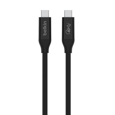 Belkin USB4 USB C/USB C-kabel, USB-IF-gecertificeerd met Power Delivery tot 100W, overdrachtssnelheden van 40 Gbps en backwards-compatible met Thunderbolt 3, USB 3.2 en meer, 0,8m
