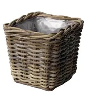 Van der Leeden Rotan plantenmand 27x27x25cm antiek grijs - thumbnail