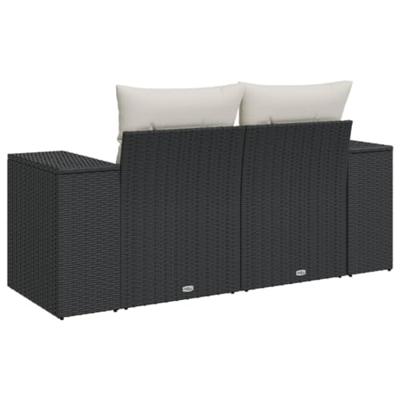 Tuinbank 2-zits met kussens poly rattan zwart Tuinbank 2-zits met kussens poly rattan zwart