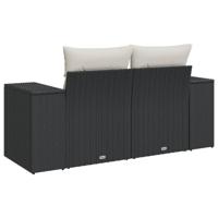 Tuinbank 2-zits met kussens poly rattan zwart - thumbnail