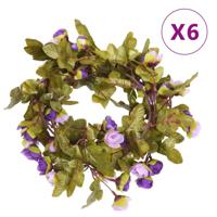 VidaXL Kerstslingers met bloemen 6 st 215 cm lichtpaars - thumbnail