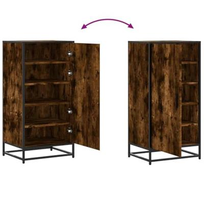 VidaXL Schoenenrek 48x38x97,5 cm bewerkt hout gerookt eikenkleurig VidaXL Schoenenrek 48x38x97,5 cm bewerkt hout gerookt eikenkleurig