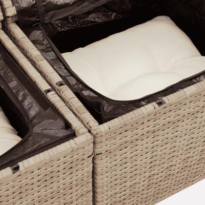 4-delige Loungeset met kussens poly rattan beige - thumbnail
