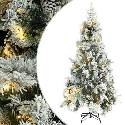 VidaXL Kerstboom met led en dennenappels en sneeuw 225 cm pvc en pe