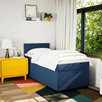 Boxspring met matras stof blauw 100x200 cm - thumbnail