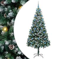 VidaXL Kunstkerstboom groen 210 cm pvc en staal en kunststof - thumbnail