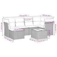 7-delige Loungeset met kussens poly rattan beige - thumbnail