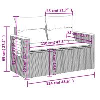 5-delige Loungeset met kussens poly rattan zwart - thumbnail