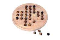 Engelhart Solitair houten spel - rubberhout met 33 houten balletjes - diameter 23 cm - klassiek strategisch bordspel - - thumbnail