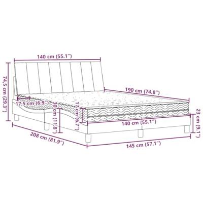 Bed met matras "Hanko" stof crèmekleurig 140x190 cm