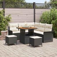 Tuinbankenset met kussen 8 pcs Zwart poly rattan - thumbnail