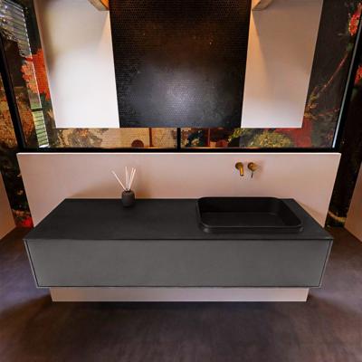 Badkamermeubelset Mondiaz Erin 150 cm met 1 Lade met RIDGE Wastafel Rechts Urban Zonder Kraangaten Greeploos Mat Dark Grey Badkamermeubelset Mondiaz Erin 150 cm met 1 Lade met RIDGE Wastafel Rechts Urban Zonder Kraangaten Greeploos Mat Dark Grey