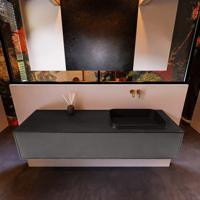 Badkamermeubelset Mondiaz Erin 150 cm met 1 Lade met RIDGE Wastafel Rechts Urban Zonder Kraangaten Greeploos Mat Dark Grey - thumbnail