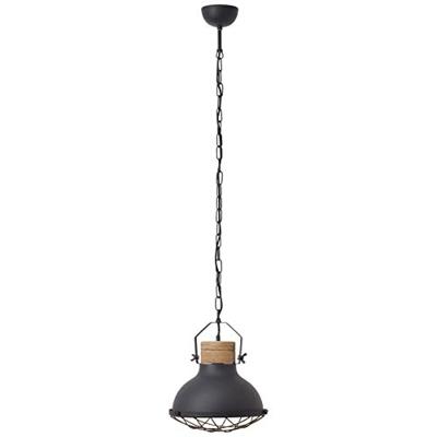 Brilliant Landelijke hanglamp Emma Ø 30cm zwart met houtbruin 93571/86