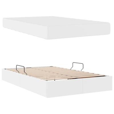 Opbergbed met matras met matras Wit 120 x 200 cm Nep Leer