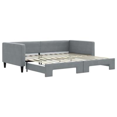 Slaapbank met onderschuifbed 100x200 cm stof lichtgrijs