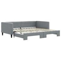 Slaapbank met onderschuifbed 100x200 cm stof lichtgrijs - thumbnail