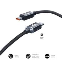 SUBBLIM Optimus, USB-C naar USB-C kabel, 60 W, 1 m, zwart, gevlochten nylon - thumbnail