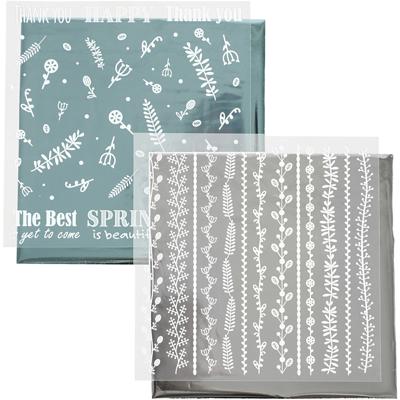 Creativ Company Deco folie en transfervel, lente bloemen, vel 15x15 cm, zilver, turquoise, 2x2 vel/ 1 doos