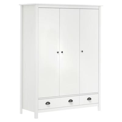 Kledingkast Hill 3 deuren 127x50x170 cm massief grenenhout wit