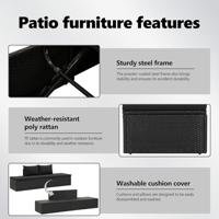 Ligbed met kussens poly rattan zwart - thumbnail