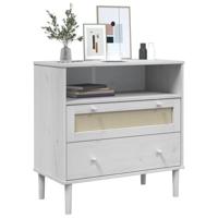 Dressoir SENJA rattan-look 80x40x80 cm massief grenenhout wit - thumbnail
