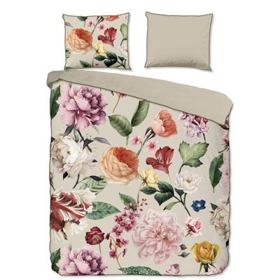 Descanso Dekbedovertrek "bloemen" - Zand - (240x200/220 cm) - Biologisch Katoen satijn