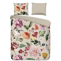 Descanso Dekbedovertrek "bloemen" - Zand - (240x200/220 cm) - Biologisch Katoen satijn - thumbnail