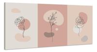 Schilderij - Liefde voor Bloemen, Line-art in het roze, Premium Print, 100x50cm - thumbnail