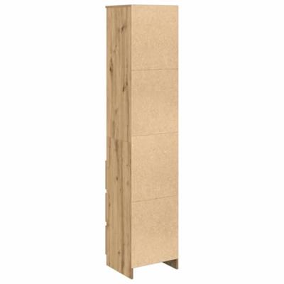 Hoge kast 37,5x35x180 cm bewerkt hout artisanaal eikenkleur - thumbnail