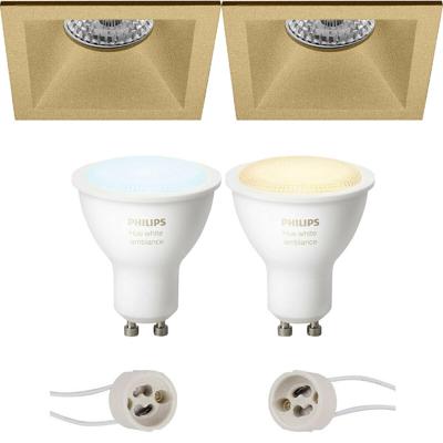 Philips Hue LED Spot Set GU10 - Mat Goud - Verdiept - 82mm - Bluetooth