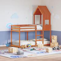 Kinderbedhuisje 55x99x139,5 cm massief grenenhout wasbruin - thumbnail