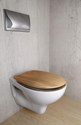 Toiletzitting Bamboe-look met soft close mechanisme - thumbnail