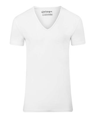 Garage T-Shirt Deep V-Neck Bodyfit White (art 0206)