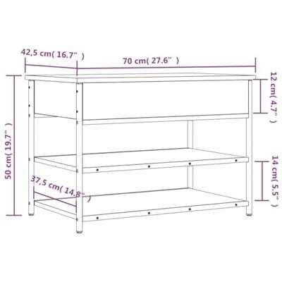 Schoenenbankje 70x42,5x50 cm bewerkt hout bruin eikenkleur