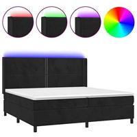 Boxspring met matras en LED fluweel zwart 200x200 cm - thumbnail