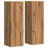Plantenstandaards 2 st 33x33x100 cm hout artisanaal eiken - thumbnail