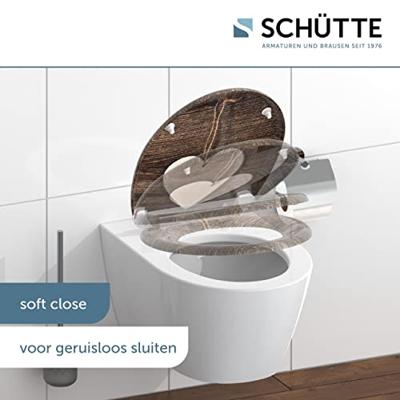 SCHÜTTE toiletbril met soft-close wood heart duroplast met print