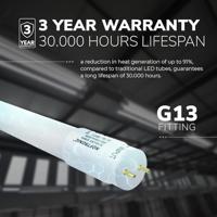 Set van 5 LED TL Buizen 120cm - T8 G13 Fitting - 18 Watt 1980 lumen (110lm/W) Flikkervrij - 6000K daglicht wit - Vervangt 36 Watt (36W/860) - Incl. Starter - thumbnail