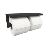 Toiletrolhouder Wiesbaden Dubbel Met Plateau Legplankje Mat Zwart - thumbnail