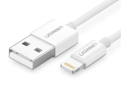 UGREEN 20728 USB-kabel USB 2.0 Apple Lightning stekker, USB-A stekker 1 m Wit