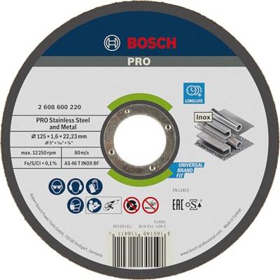 Bosch Accessories 2608600220 2608600220 Doorslijpschijf recht 125 mm 1 stuk(s) Staal