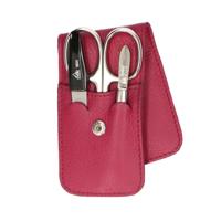 Erbe Solingen 3-delige manicure etui met drukknoopsluiting fuchsia (erbe9079) - thumbnail